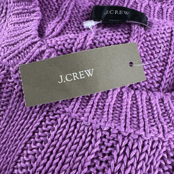 J. Crew Puff Sleeve Linen Sweater Womens Medium Purple Ribbed NWT FS-1369 - Picture 6 of 10